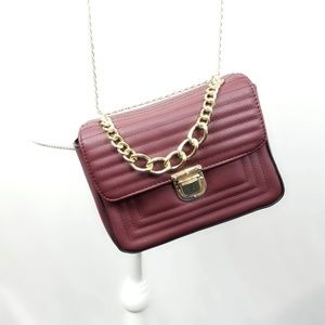 Quilted Crossbody Sling Carry Bag Wine #B38